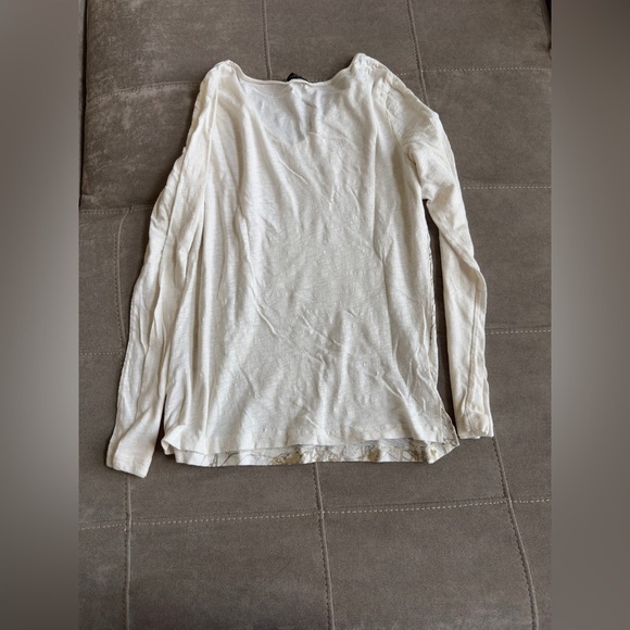 Talbots Ivory V-Neck Blouse with Branch Design - Picture 5 of 7